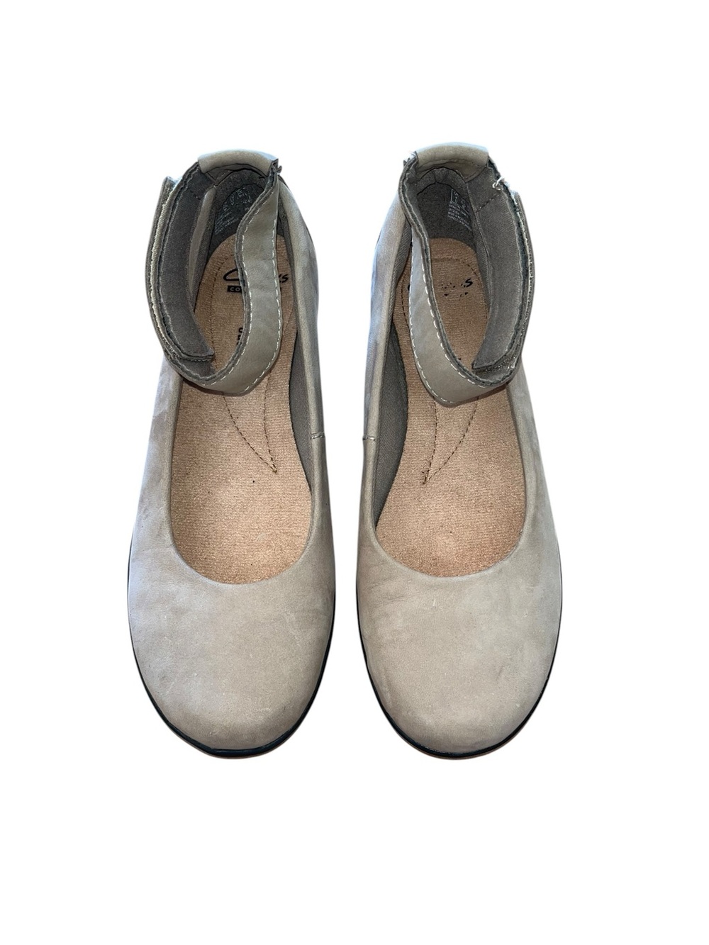 Clarks Nubuck Leather Slip-on Ankle Strap Flats Size 6.5 M
